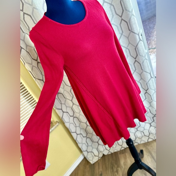 Alfani Red Viscose Wool Blend Swing Crew Neck Sweater w/ Removable Scarf - Picture 9 of 17